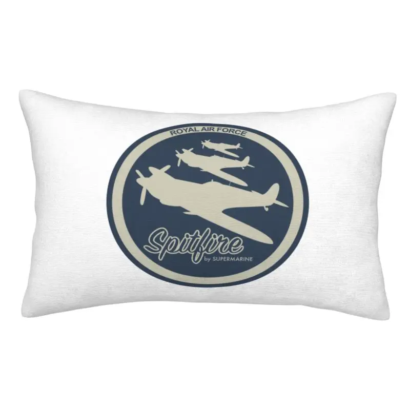 Custom RAF Supermarine Spitfires Nordic Throw Pillow Covers Fighter Plane WW2 War Pilot Aircraft Airplane Pillowcases Rectangle