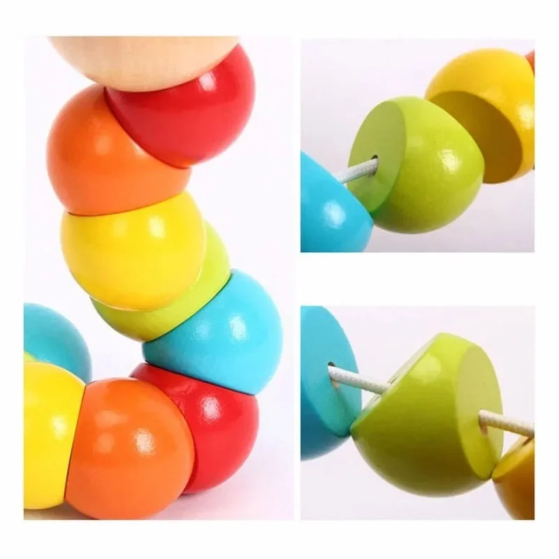 New Worm Twist Puppet Cognition Fun Educational Toys Changeable Shape Wooden Blocks Kids Colorful Caterpillar Children Toy