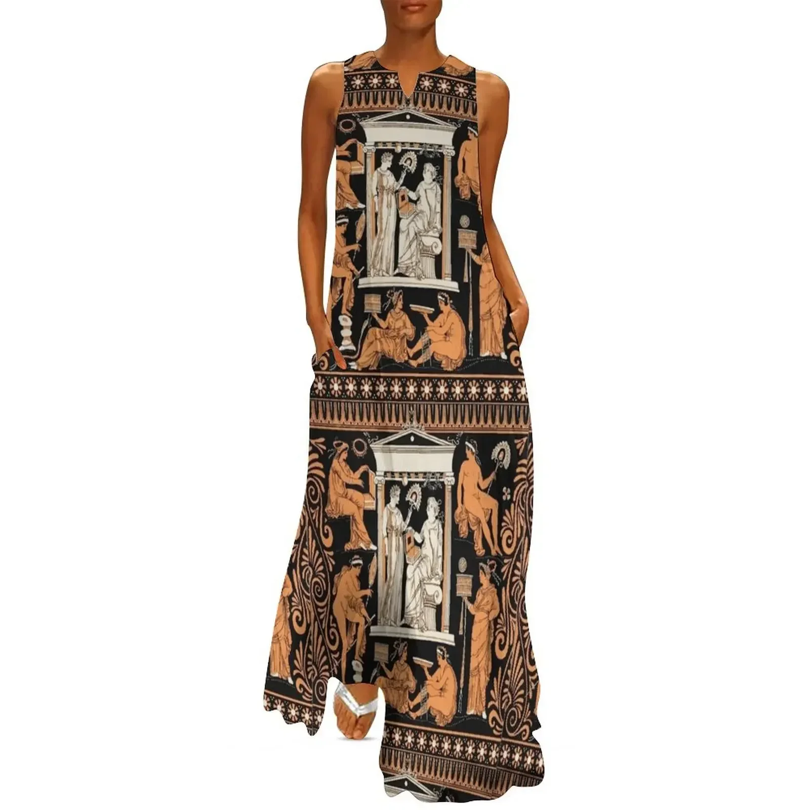 

Greek vase print Long Dress Elegant gowns Evening dresses Party dresses sensual sexy dress for women Dress