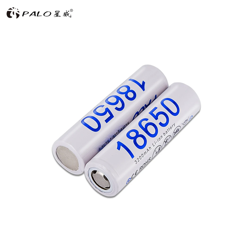 PALO 100% Original 18650 3200mAh Battery 3.7V Lithium Ion Rechargeable Battery for Counter Lamp Flashlight 18650 Batteries