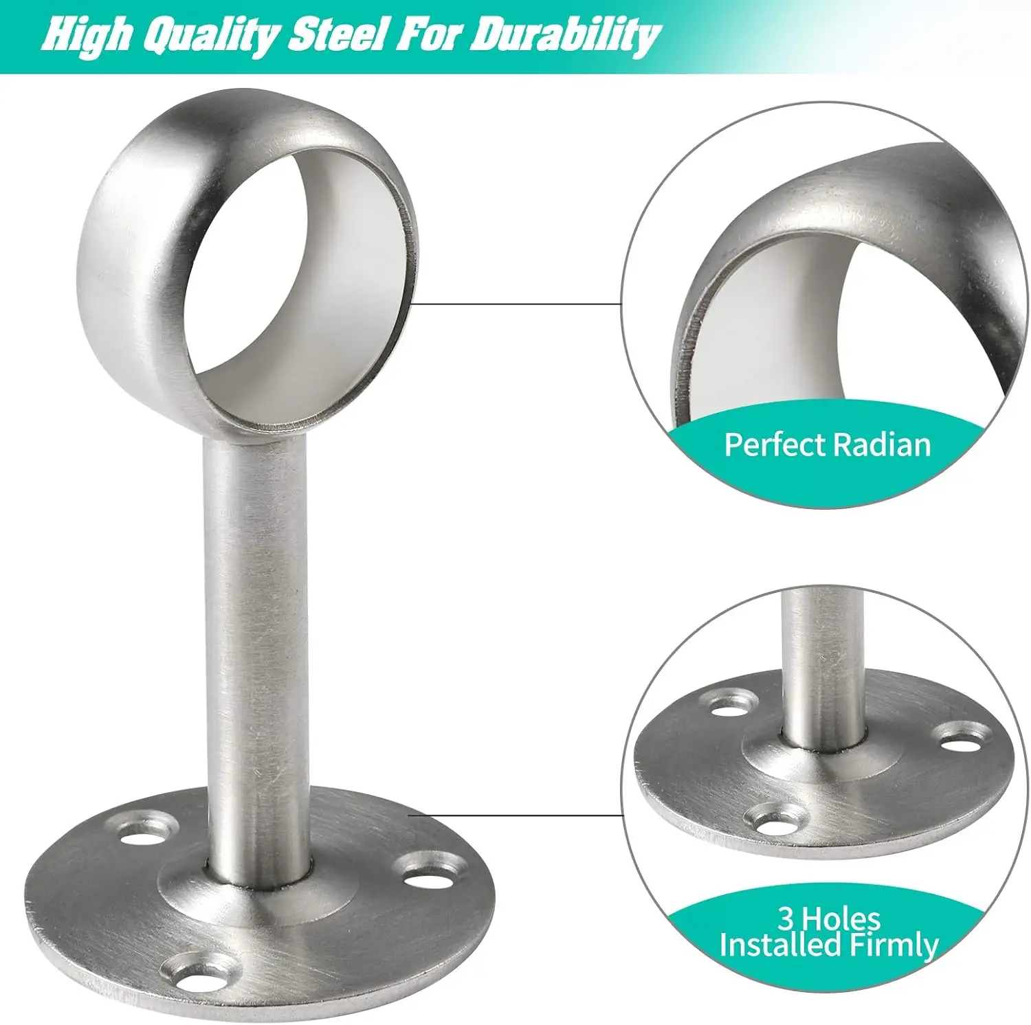 Heavy Duty Closet Rod Brackets Closet Shower Curtain Rod Bracket Ceiling-Mount Brackets Closet Rod Holders