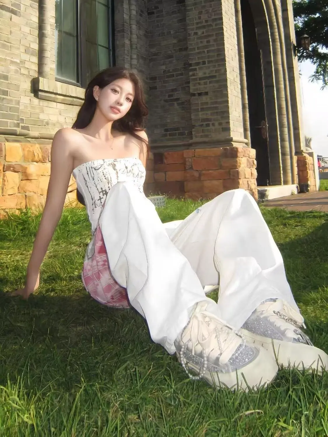 Women's Pants High Street Graphic Printed Design High Waisted Jeans Women Clothes Y2K Casual Fashion Straight Baggy Trouser New