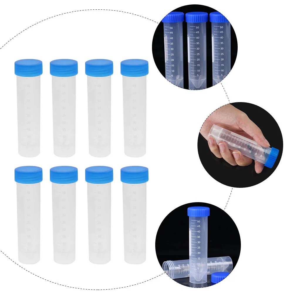 

50 Pcs Tube Centrifugal Vials Plastic Test for Laboratory with Scale