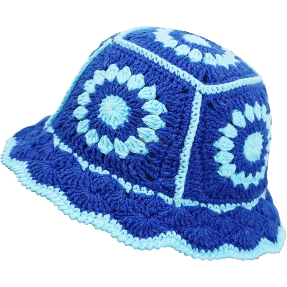 

Crochet Bucket Hat for Women Knit Handmade Foldable Floppy Beach Hat Fashion Cute Comfy and Casual