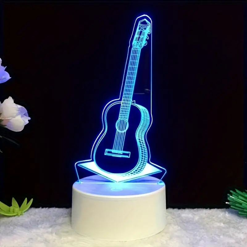 3D-nachtlampje Creatieve Gitaar Nachtlampje Visuele Bureaulamp Met Touch Control Meerdere Kleurveranderingen Van Rgb Omgevingslichtgeschenken