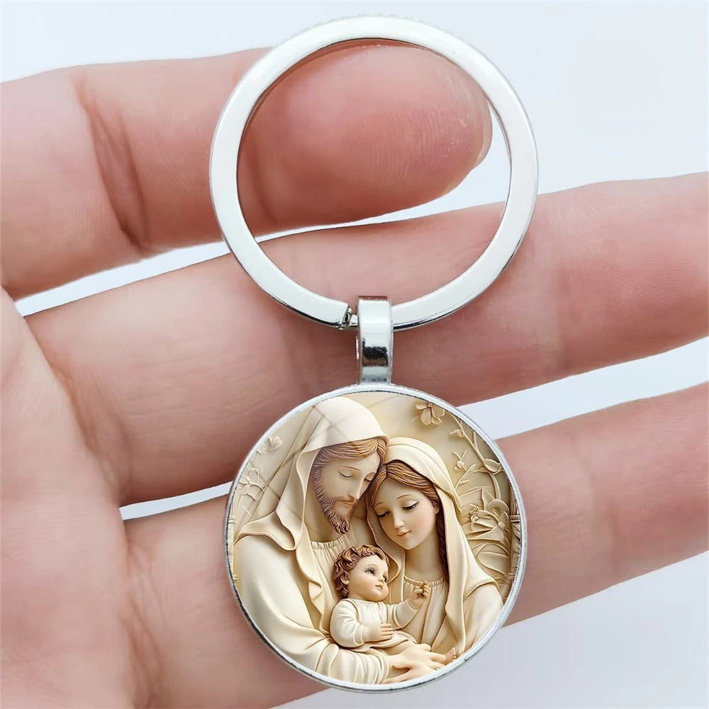 1pc Retro Virgin Mary Alloy Keychain - Religious Time Gem Pendant Suitable for Car Keys and Backpack Pendant Gift image 2