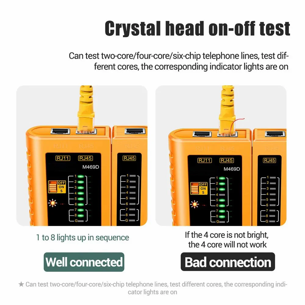 Testador de cabo de rede ZoeRax, testador de cabo Lan RJ45 RJ45 RJ11 RJ12 CAT5 UTP LAN Testador de cabo Ferramenta de rede Reparação de rede
