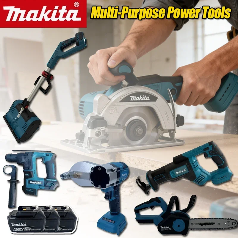

Набор инструментов Makita 2026: Бесщеточная шлифовальная машина, пистолет для герметика, цепная пила, компрессор, силиконовый пистолет, машина для резки, для аккумулятора 18В