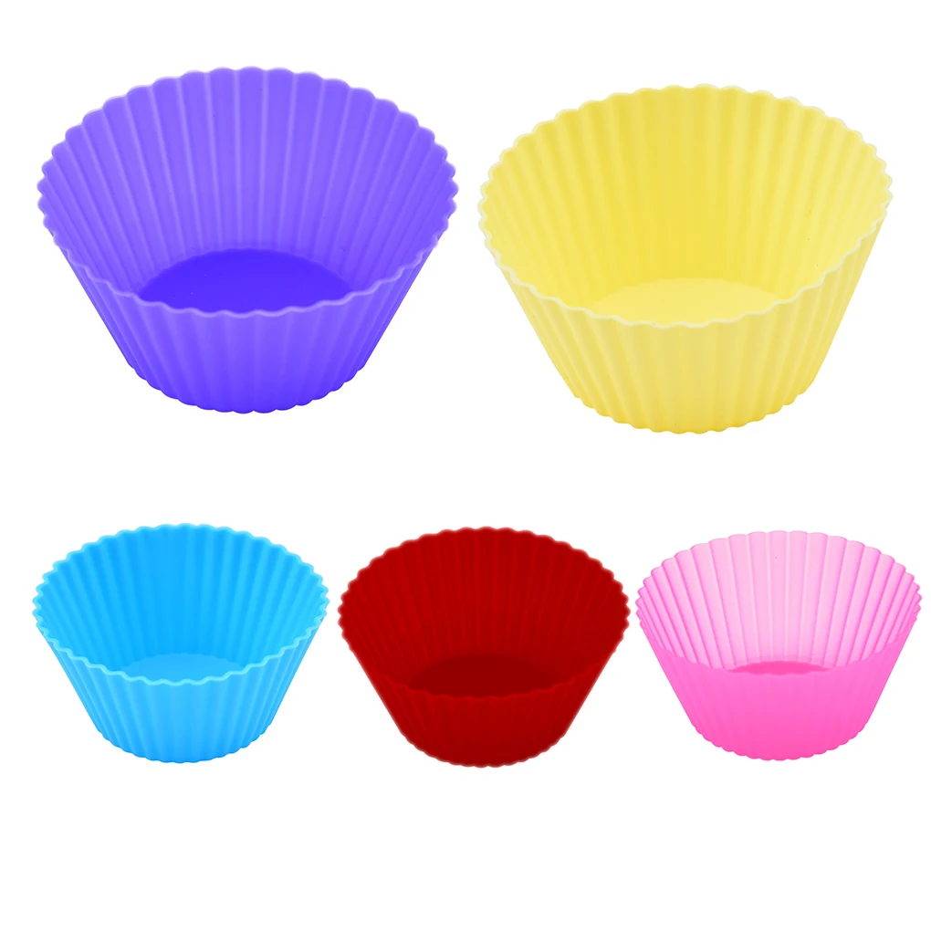 Silicone Muffin Cups Chocolate Molds Reusable Roasting Cupcake Moulds Tray Kitchen Bakery Restaurant Chef Bakeware Pink