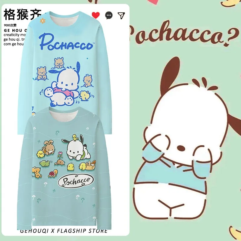 

Pacha Dog Around Autumn Long Sleeve T-shirt Female Sanrio Co-branded Cartoon Print Loose On Children's Clothes