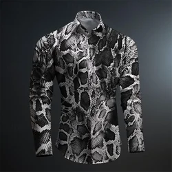 Snakeskin Top Men's Casual Button-Down Shirt Soft and Comfortable HD Graphics New Fit Plus Size 2024 Designer Design