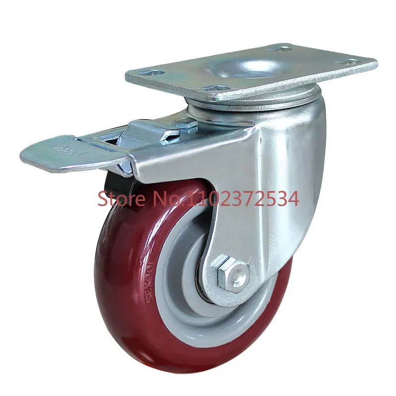 

ESUN/Yishang casters 3-inch 4-inch polyurethane universal wheels with brakes, handcart wheels, silent load-bearing wheels