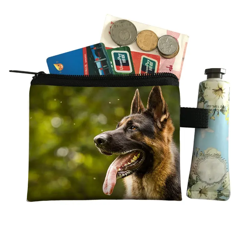 Münze Tasche Hund Tier Druck Münze Halter Mädchen Junge Kreditkarte Tasche Brieftasche Deutsch Shepherd / Husky Hund Geldbörse damen Einkaufstasche