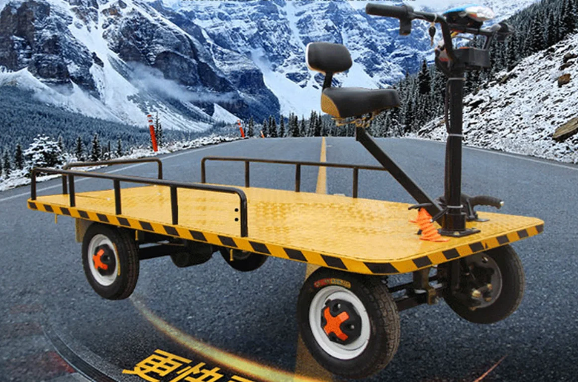 Mobile Warehouse Carrying Handing Electric  Trolley Platform Cart Electric cart with Guardrail