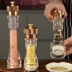 Acrylic Pepper Mill Transparent Salt and Pepper Spice Mill Adjustable Coarseness Ceramic Rotor Grinder Kitchen Cooking Accessory