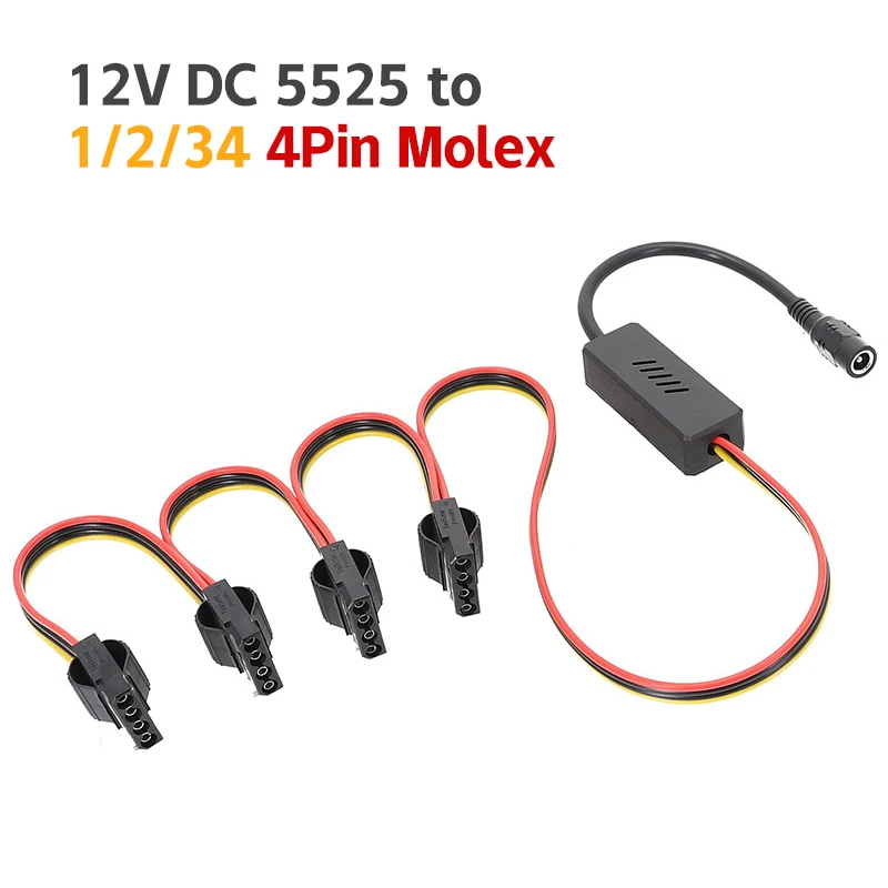 DC 5525 To SATA Hard Drive Power Supply Cable DC 12V To 4Pin Molex HDD Cable Step-down Voltage Regulator