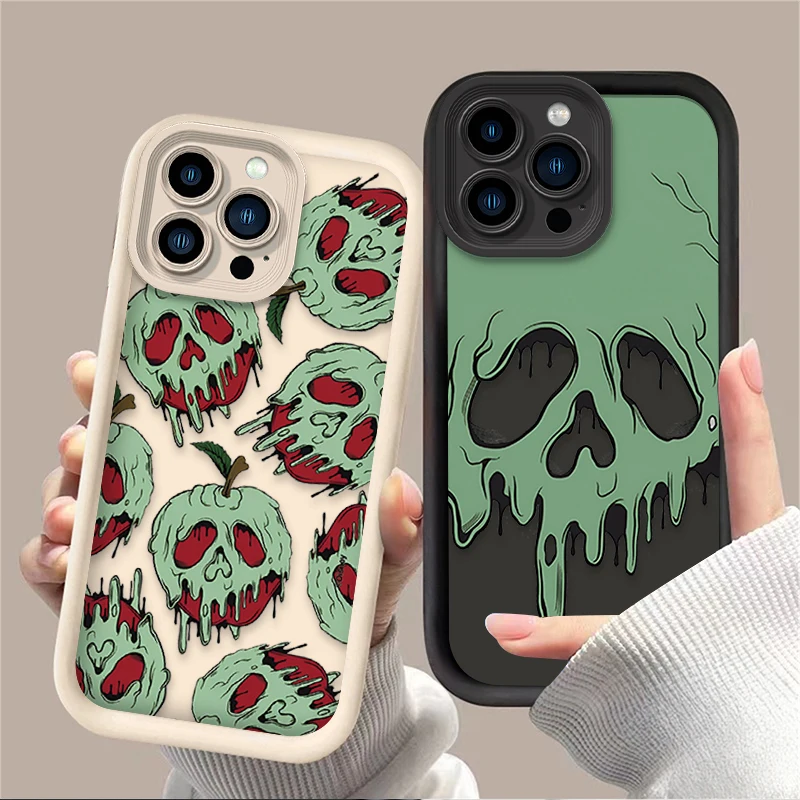 Phone Case For iPhone 15 14 13 12 11 Pro Max X XS XR 7 8 Plus SE 2020 Snow White Poison Apple Soft Liquid Silicone Bumper Cover