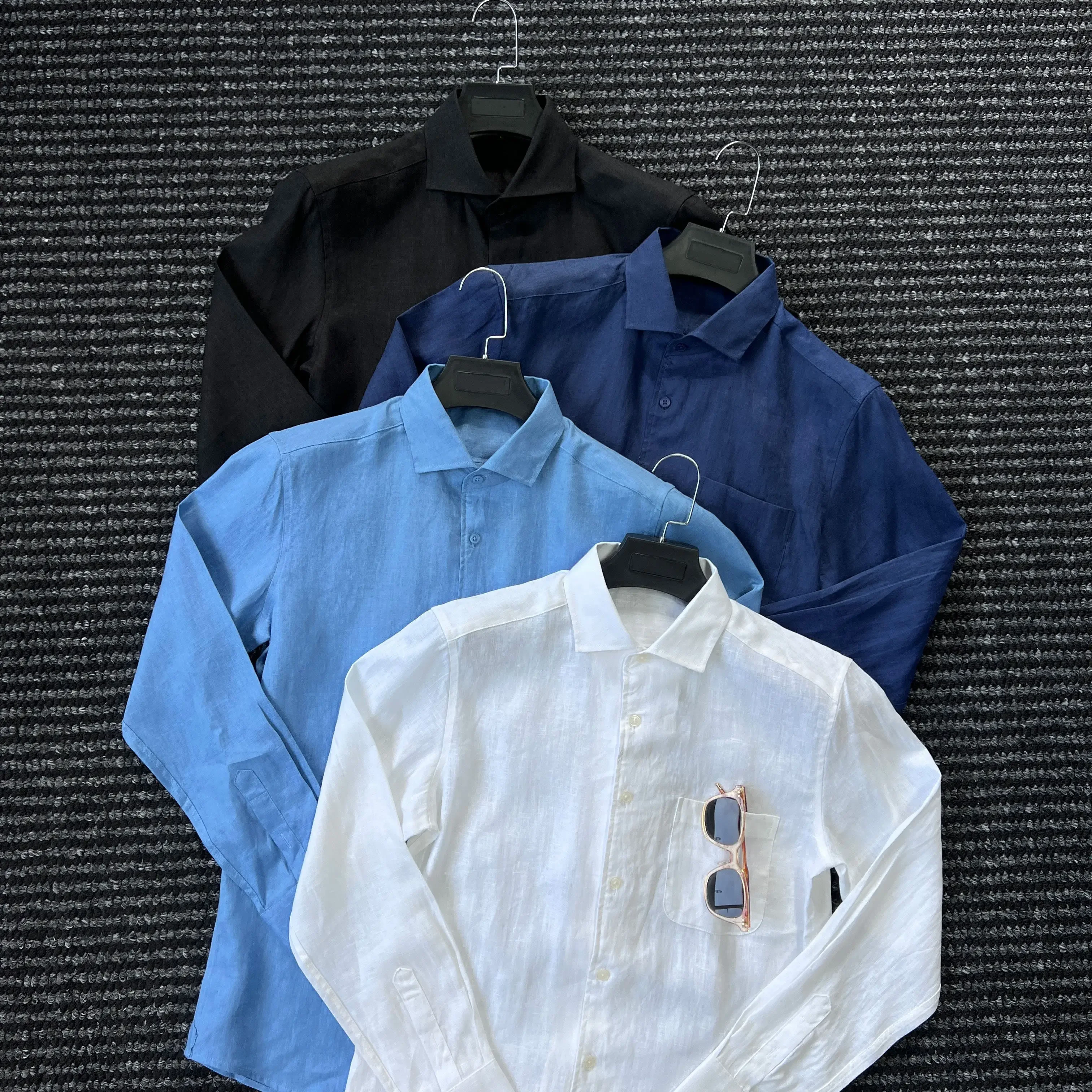 

Design Aesthetics Old Money Wind Windsor Collar Pure Linen Shirt Men's Gentleman's Business Casual Versatile Shirt