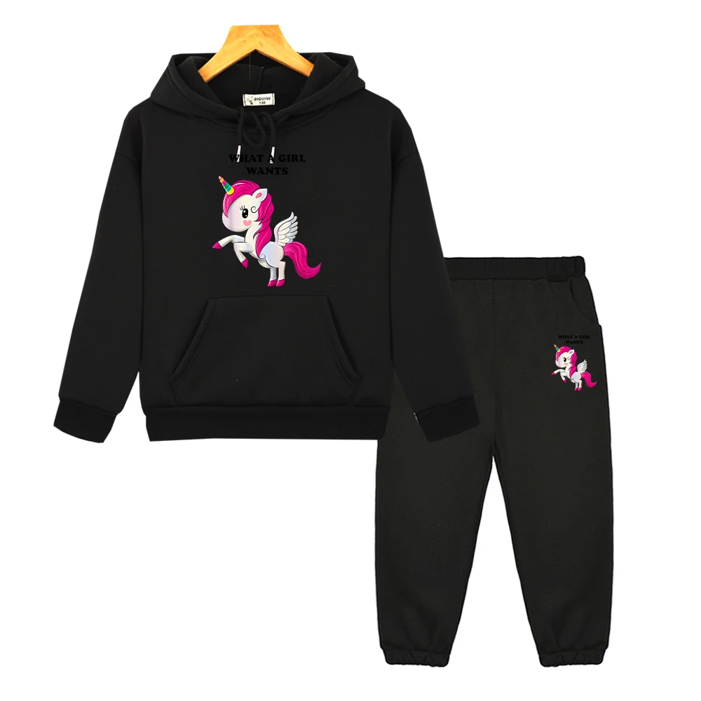 

Unicorn Kawaii Print anime hoodie boys girls Hooded Sets Autumn pullover Cartoon Jacket Fleece sweatshirt kids boutique clothes