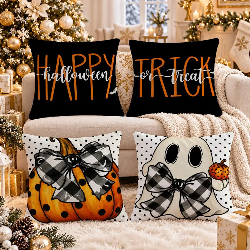 Midnight Spooky Parade Cushion Cover 1/4Pcs Soft Plush Cushion Case Throw Pillowcase Cozy Home Sofa Bed Living Room Decor