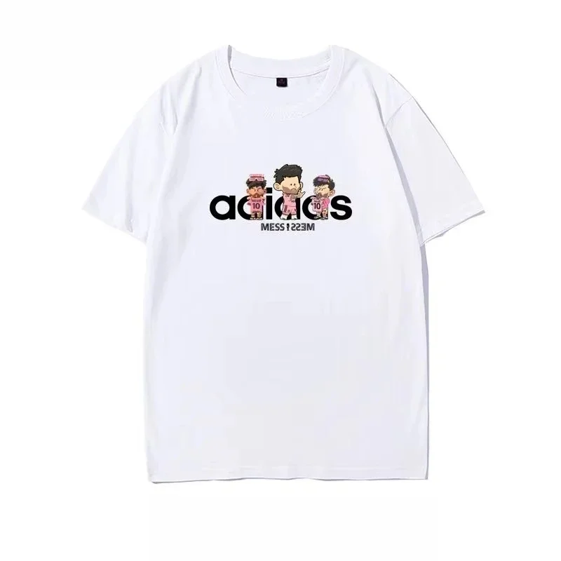 

Messi's New Cartoon Short-sleeved T-shirt Pure Cotton Loose Football Sports Casual Wear Trendy T-shirt Versatile
