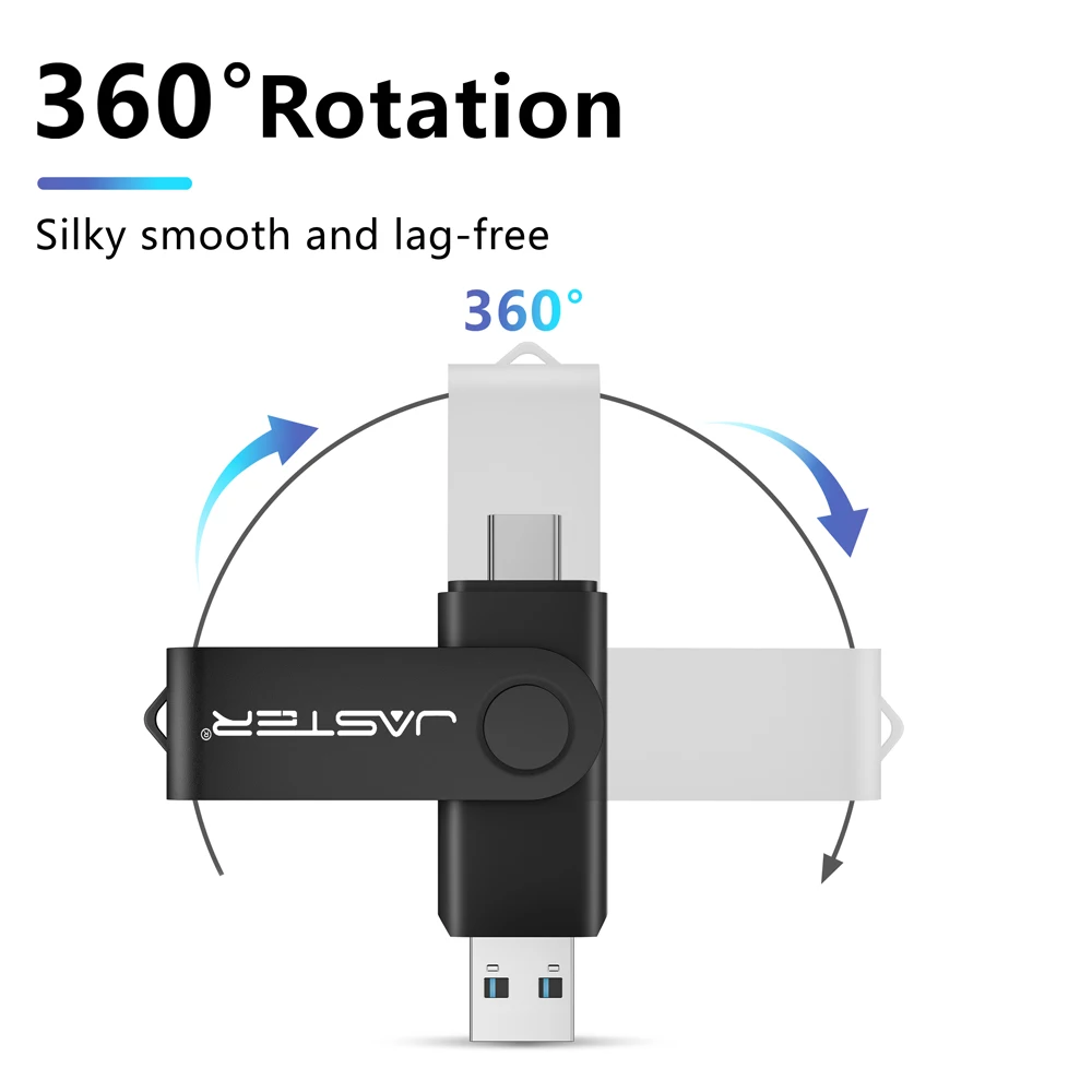 JASTER TYPE-C هدية الأعمال USB-C 128 جيجابايت عصا الذاكرة المعدنية 64 جيجابايت محرك القلم الفضي 32 جيجابايت مقاوم للماء محرك فلاش USB 16 جيجابايت للتدوير