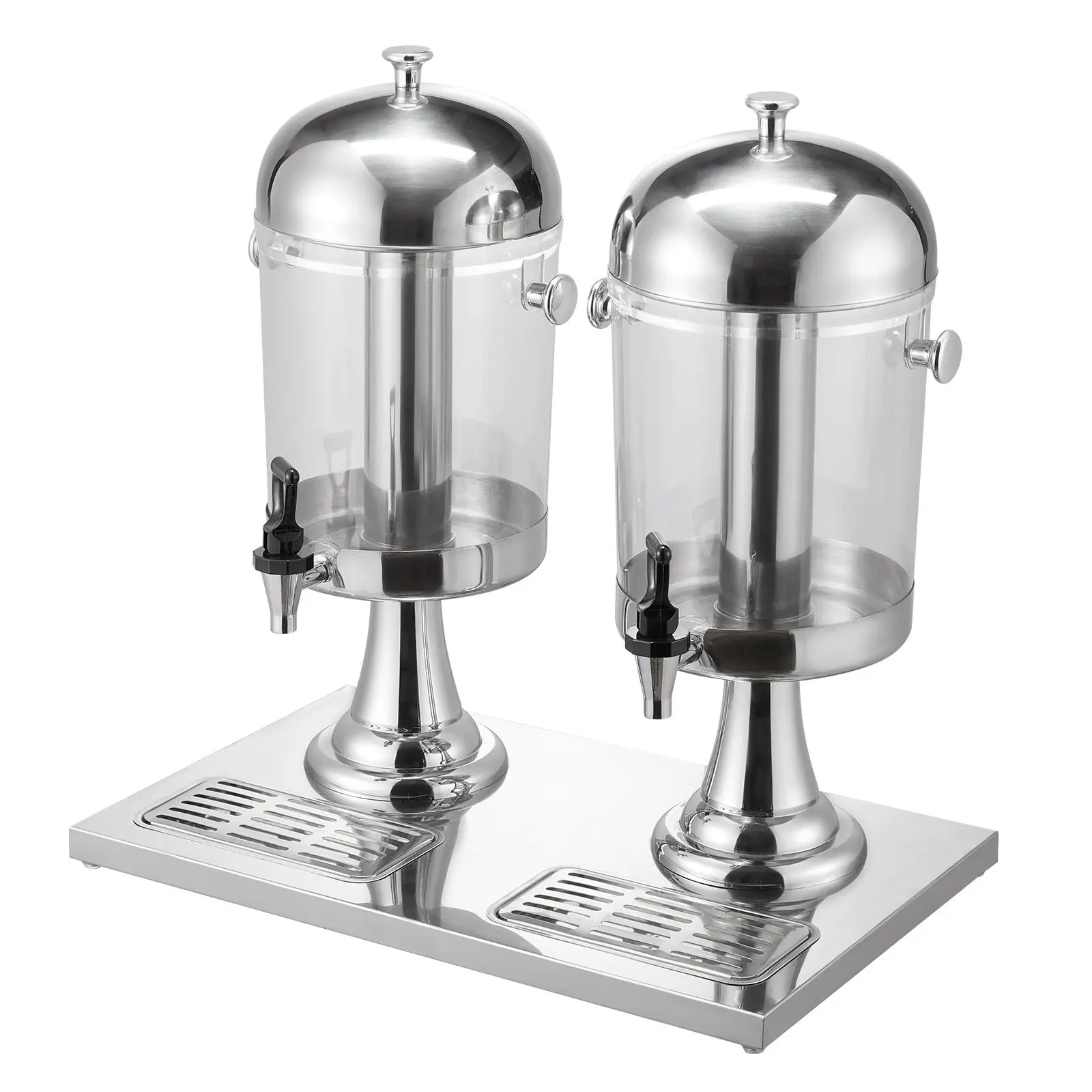 Beverage Dispenser, 2.1 Gallon x 2 Drink Dispenser for Parties, Stainless Steel + Plastic Juice Dispensers with Spigot Ice Chamber Tray, Iced Tea Lemonade Dispensers, for Restaurants, Hotels
