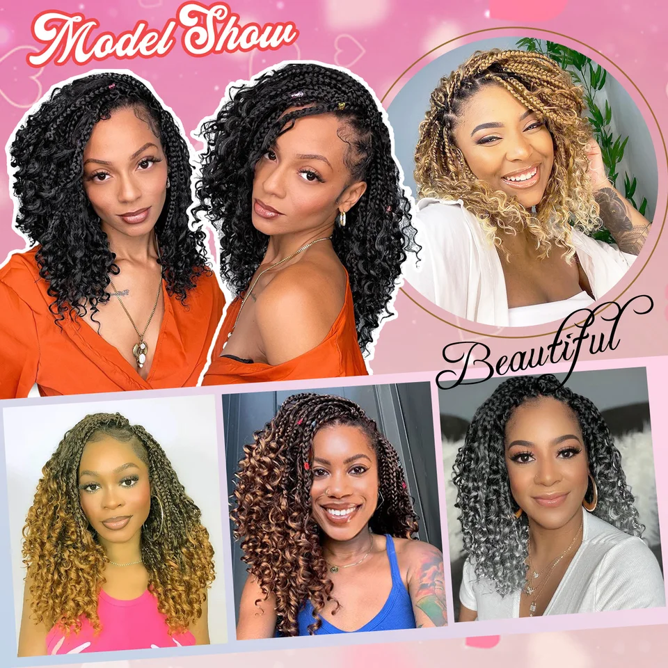 Trenzas Crochet Goddess Box de 10 Pulgadas Sintéticas con Puntas Rizadas Paquete de 1 6