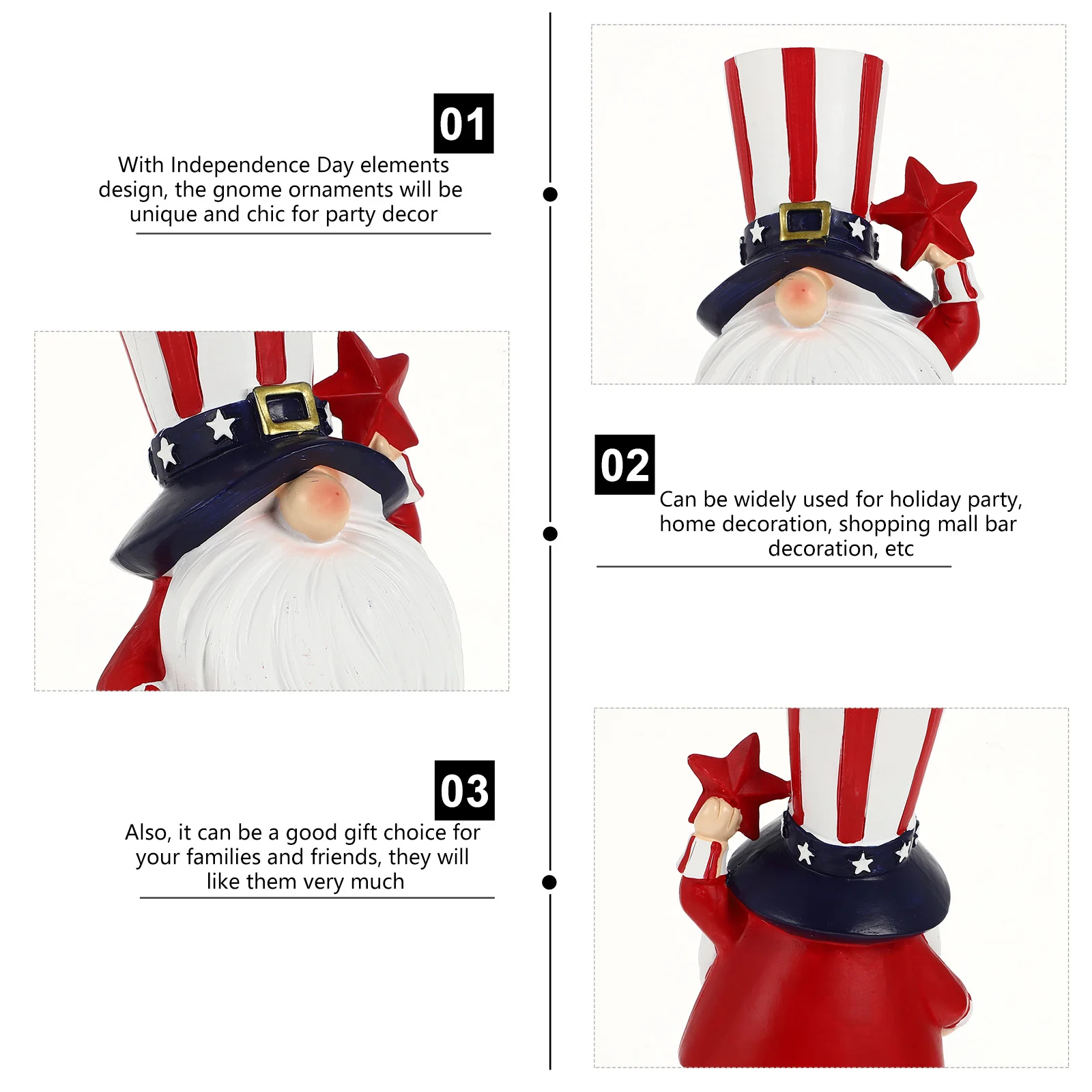 

Independence Day Gnome Resin Dwarf Statue Decoration for 4th of July Holiday Party Decor Independence Day Gnome Figurine