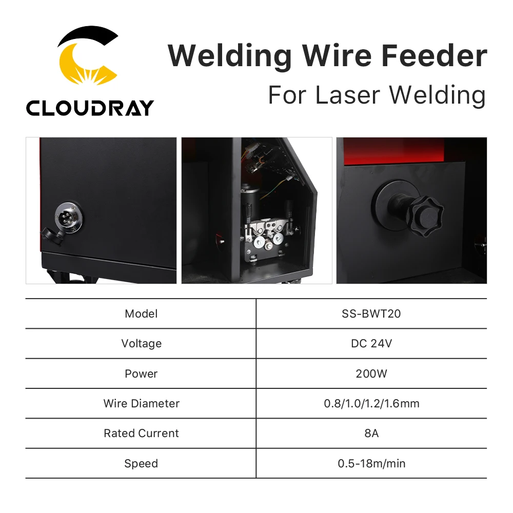 Cloudray Auto-Welding Wire Feeder SS-BWT20 DC24V 200W Dia.0.8/1.0/1.2/1.6mm Wire 0.5-18m/min Welding Speed for Welding Machine