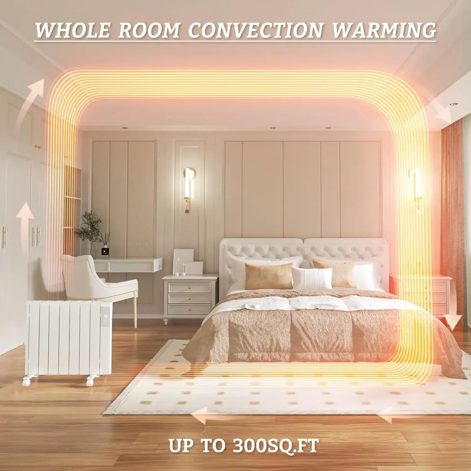 BREEZEHEAT 1500 W plug-in elektrische paneelverwarmer-convectiewandverwarmers voor gebruik binnenshuis, geen ventilatorontwerp, vrijstaande/wandmontage