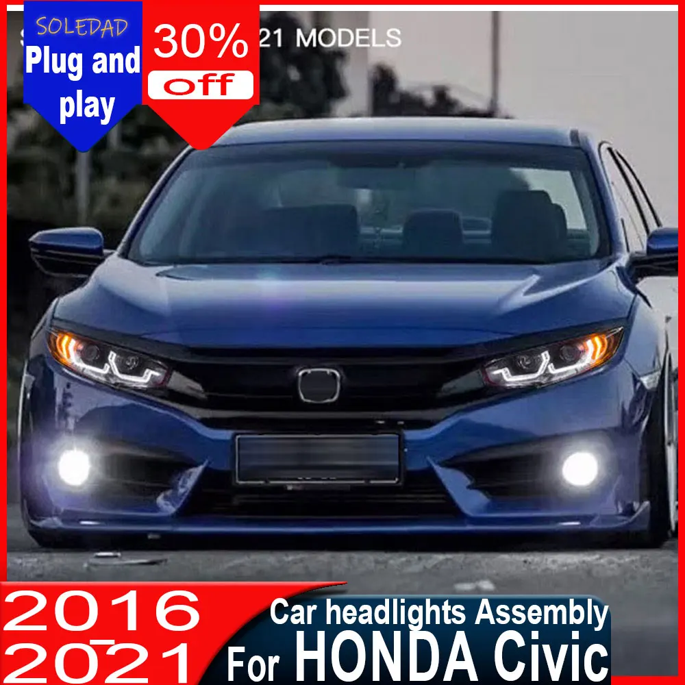 Car headlights for Honda Civic 2016 2017 2018 2019 2020 2021 Head Light DRL Turn Signal Low High Beam Projector Lens