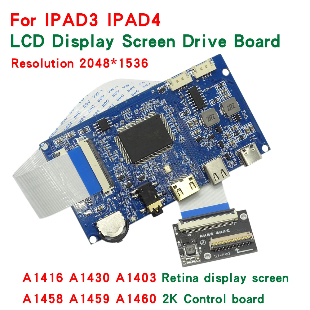 Kit para IPAD3 IPAD4, placa de unidad tipo c, HDMI, A1416, 2048x1536, pantalla LCD, A1430, A1403, pantalla Retina, placa de Control 2K, A1458