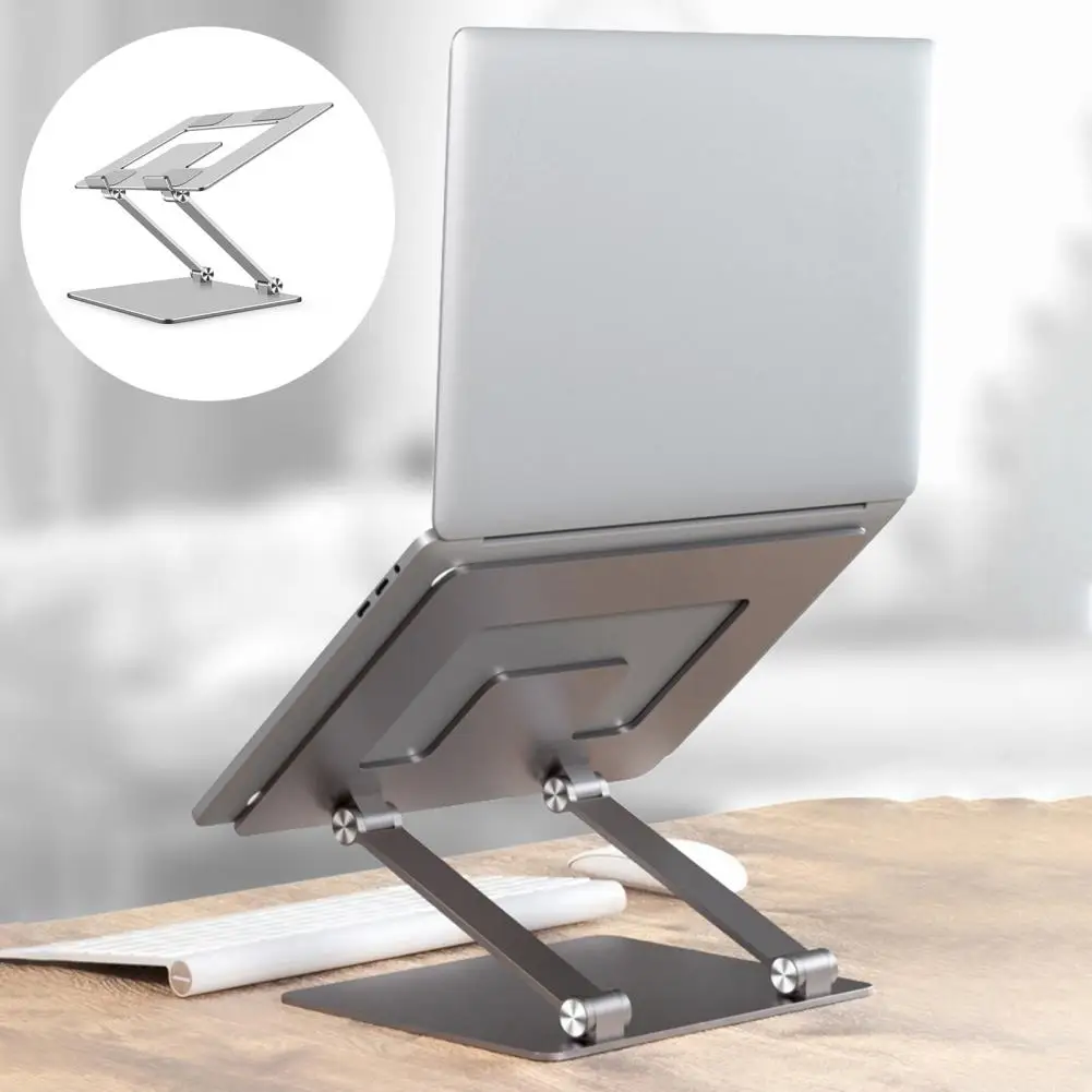 Metal Laptop Riser Desk Laptop Holder Aluminum Alloy Laptop Holder Stand Foldable Adjustable Height Riser Portable Heat