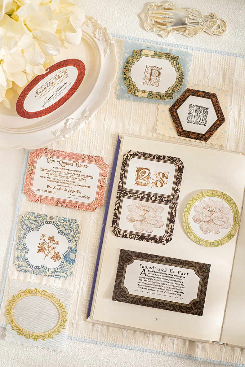 Journal GO 20 Stück Morris Blumenrahmen-Aufkleber Zweimaterialige Vintage Blumenrand-Sticker für Karten, Alben, Tagebücher und Scrapbooking – Detail 4