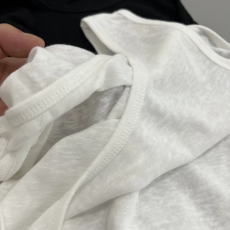 70% Linen Blending Women Summer Tank Top Recommended Basic Color Tank Top Sleeveless Top White Round Neck Women