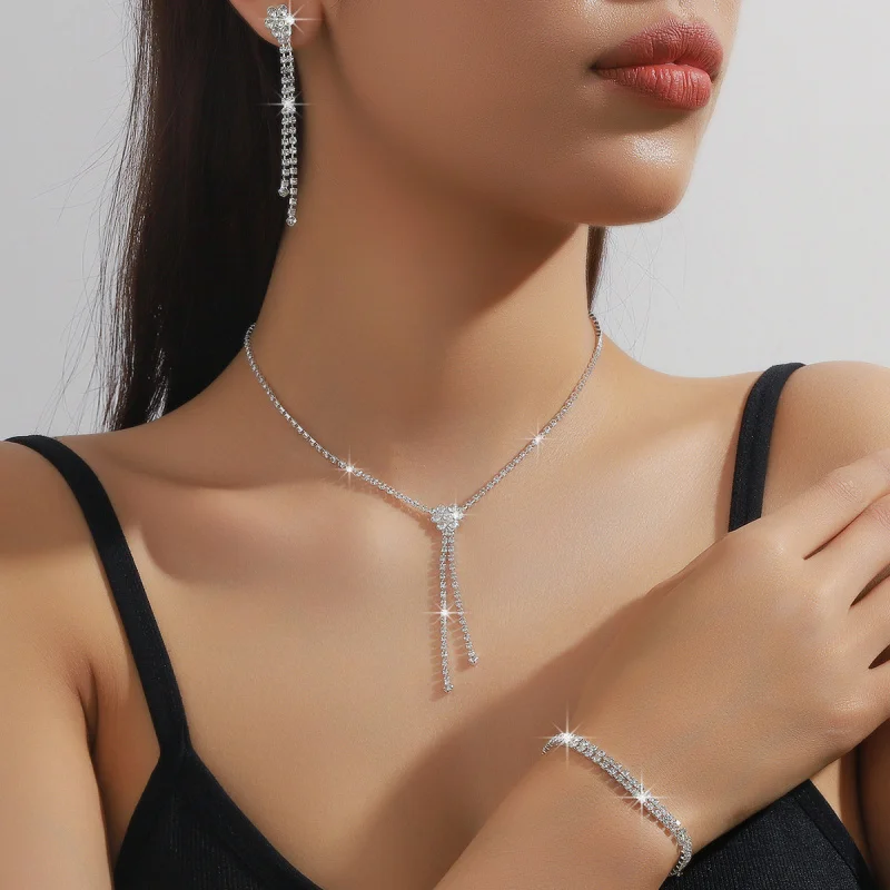 

Bridal Jewelry Women's Set Wedding Accessories Necklace Earrings Two-Piece Set Cross-Border Elegant Evening Dress Accessories Ve