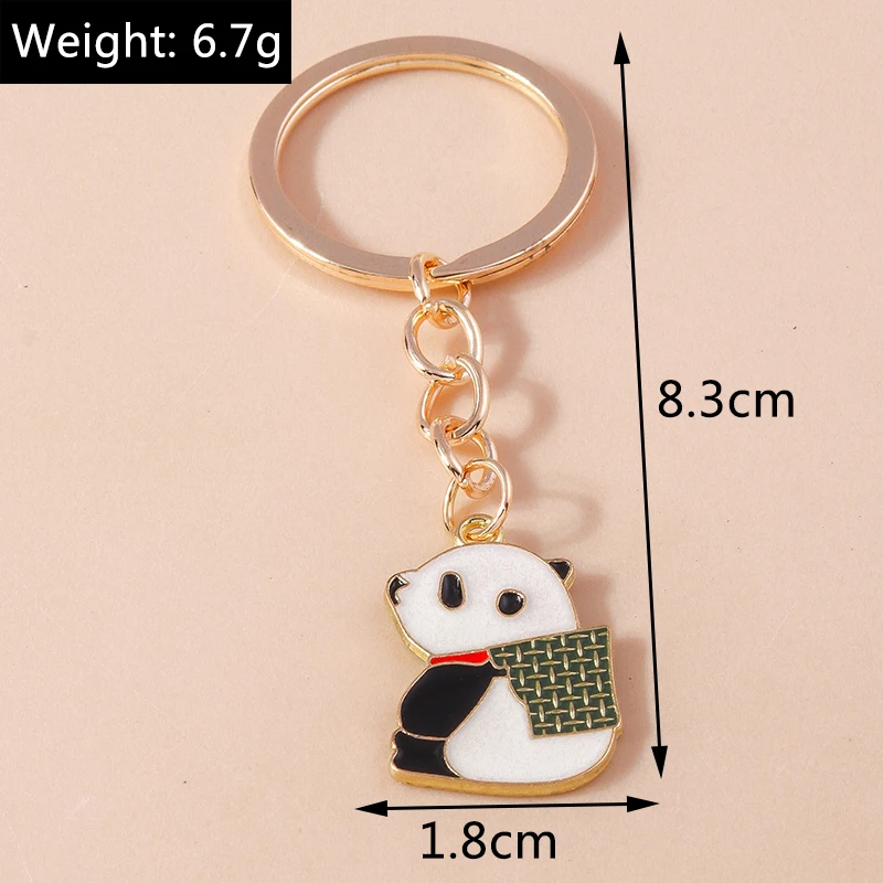 Niedliche Emaille Panda Schlüssel bund Katze Schlüssel ring Anhänger für Auto Schlüssel halter Frauen Mädchen Handtasche Zubehör DIY Schmuck Geschenke – Detail 5
