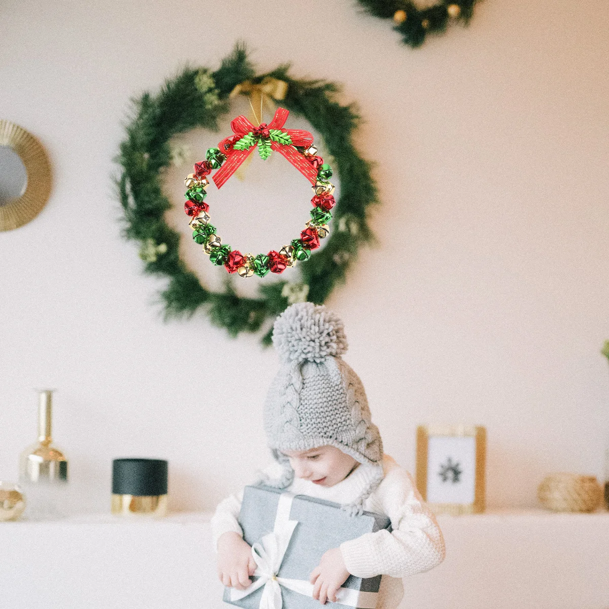 

1Pcs Christmas Floral Wreath Beautiful Hanging Ornament for Home Door Wall Decor Festive Holiday Accent Christmas Accessory