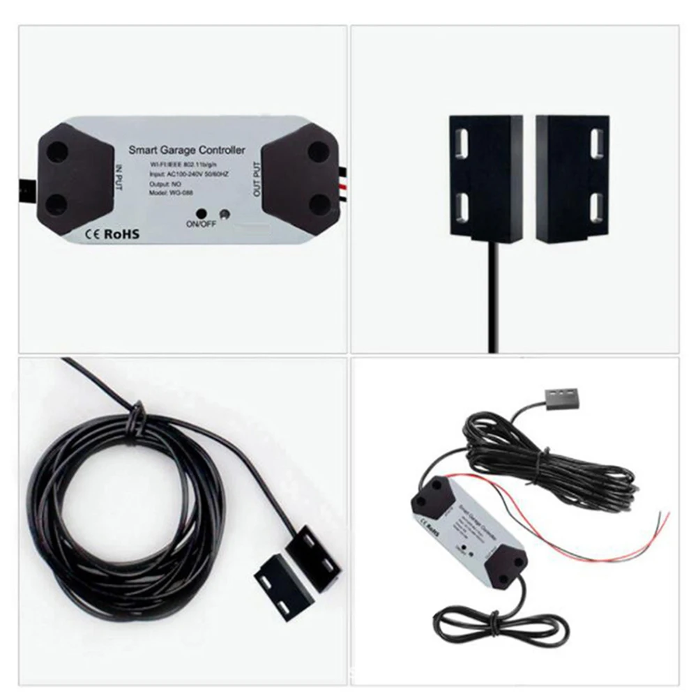 Voice-Activated Operation WiFi Garage Controller Remote Control Garage Door Compact Size Flame-retardant ABS Material