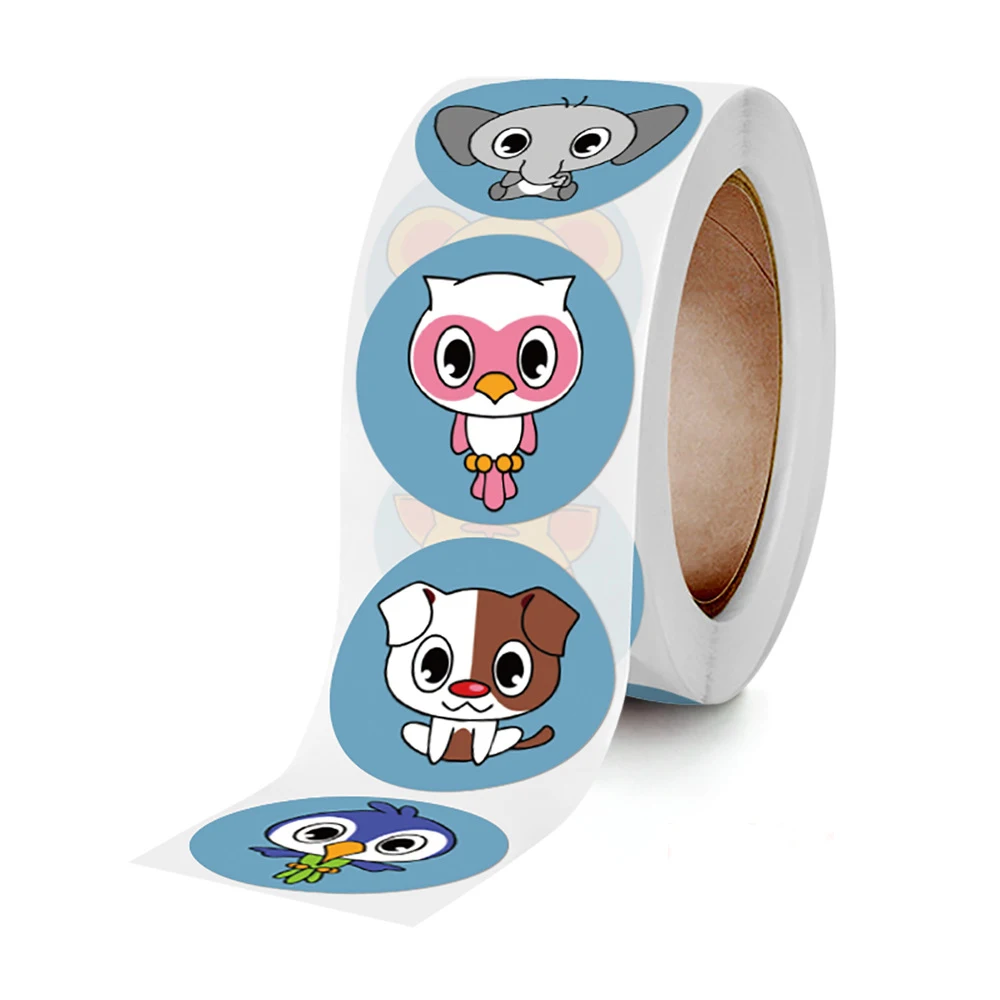 50-500pcs Animal Sticker Reward Sticker for Kids 1 inch Round Cartoon Sealing Labels for Teacher Supplies Encourage Cute Label