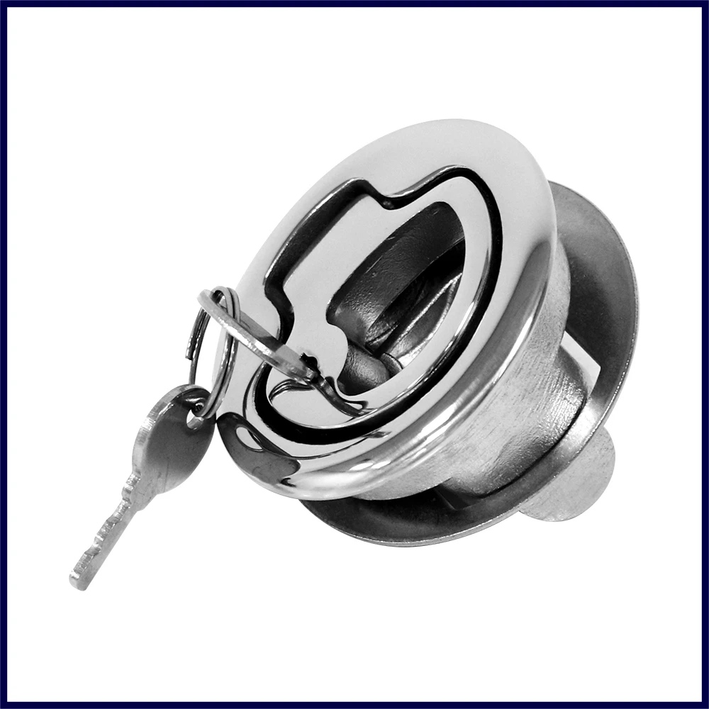 

316 Stainless Steel Turning Lock Boat 2" Hatch Lift Handle Flush Mount Cabinet Latch With Key Boat Accessories Marine Hardware