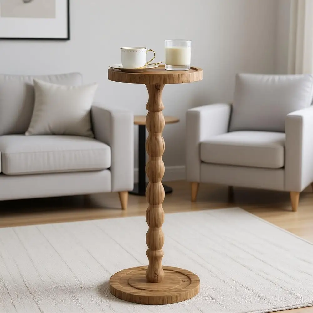 

Маленький приставной столик, журнальный столик на деревянной подставке, круглый столик для гостиной, дивана, спальни и офиса (коричневый, 9,4 дюйма)