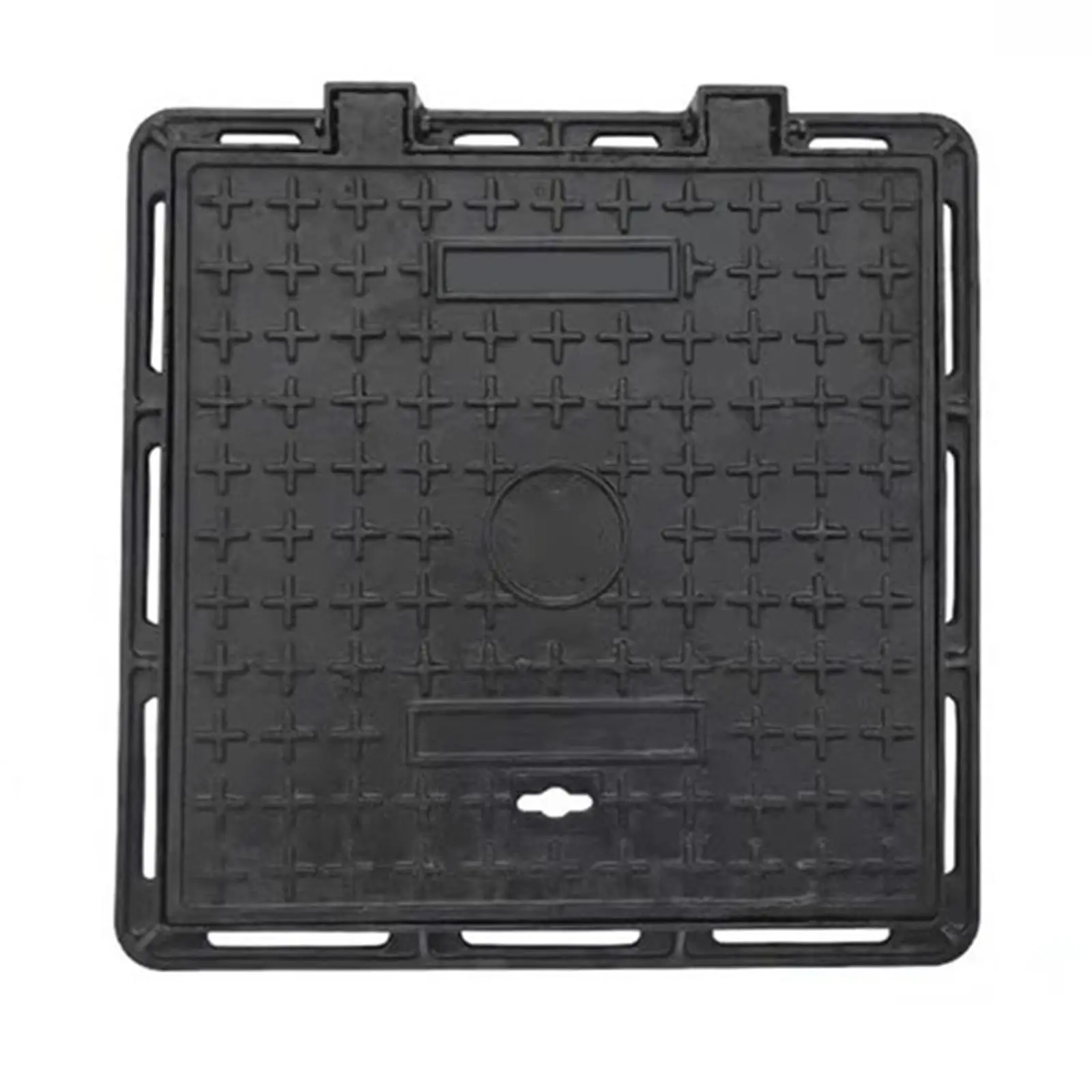 Cast Iron Manhole Cover and Frame with Base Rectangular Lift-Off Manhole Covers Non-Slip Design for Concrete Yard Basement Patio