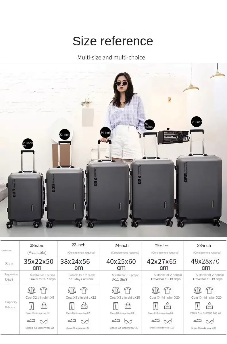 Aluminium Frame Suitcase on Wheels Business Zipper Carry-on Cabin Suitcase USB Port 28-inch Luggage Carrier Trolley Case