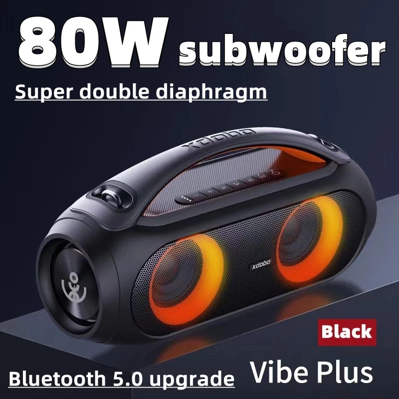 XDOBO VIBE PLUS 80W Portable Bluetooth-compatible Speaker 10400mAh Wireless TWS Super Subwoofer Outdoor 360 Stereo Surround