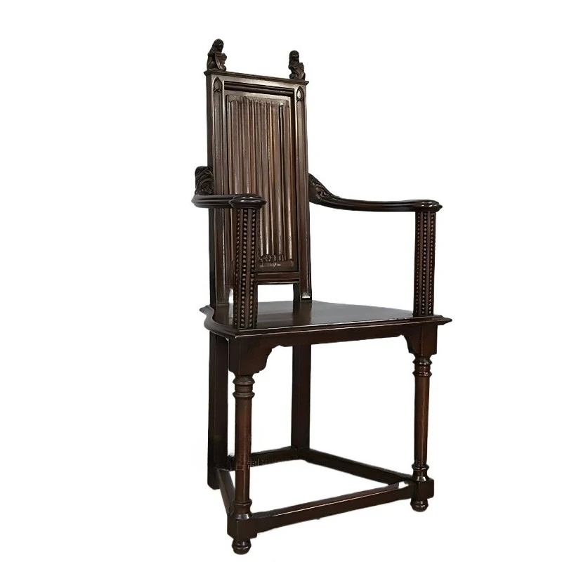 All solid wood retro little lion dining chair homestay fully equipped meeting chair