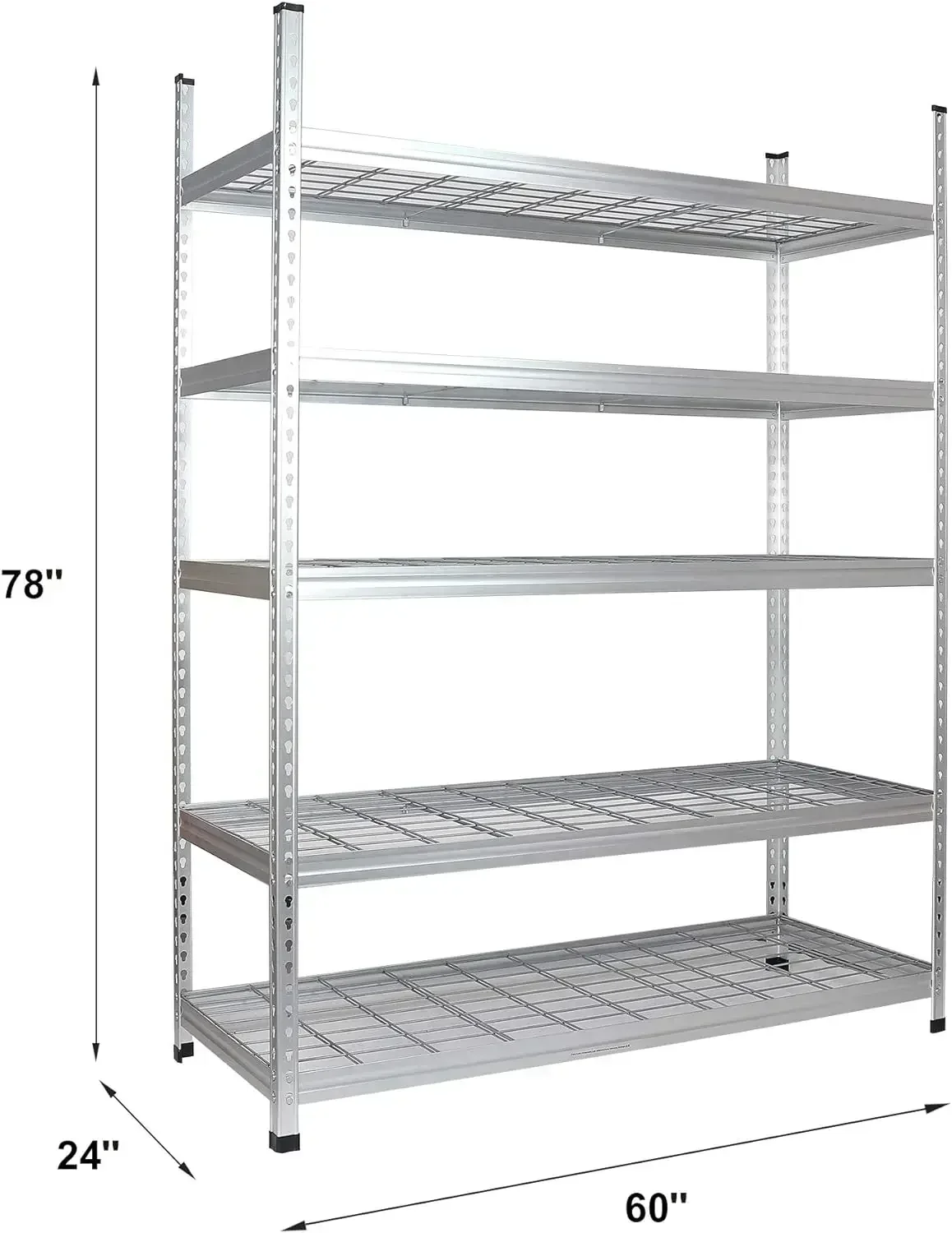 Amazon Basics Heavy Duty Storage Shelving Unit, Double Post, 5 Shelf, High-Grade Aluminum, Silver, 60 x 24  78 Inch