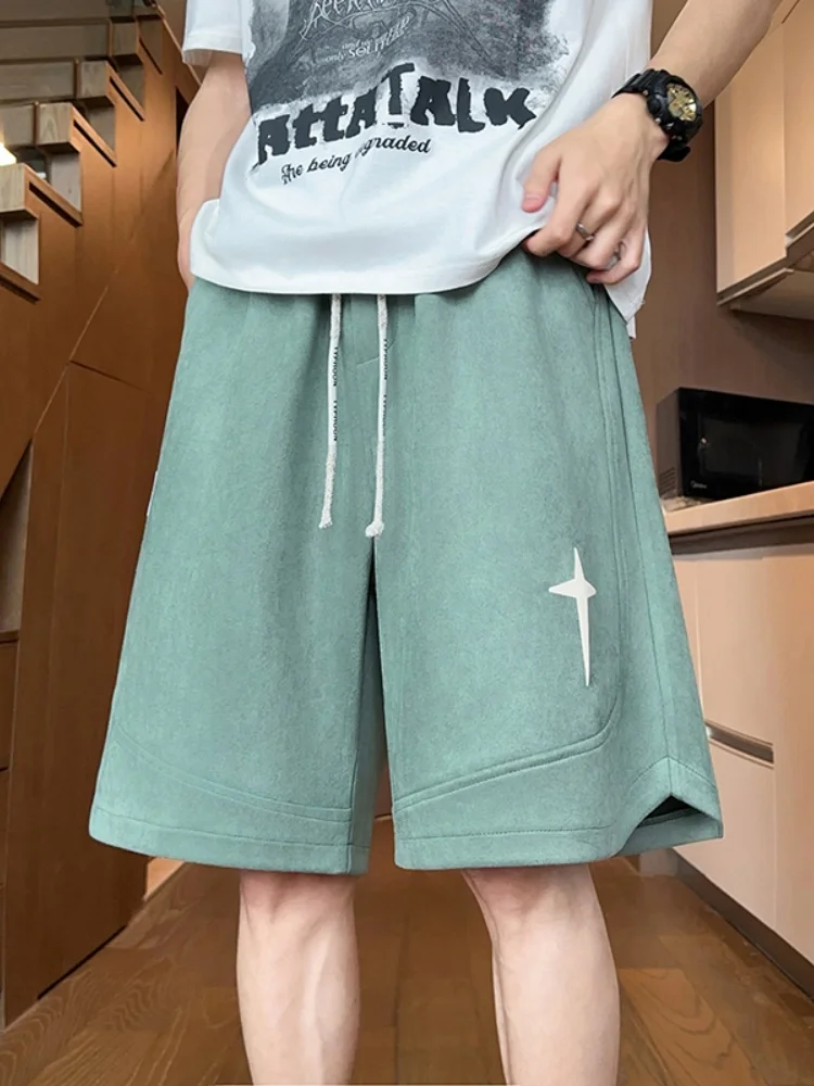 

Men's Suede orts Loose Straight Thin Summer Baskeall Sports Pants Casual Mid-Length Breathable Lightweight Straight Leg