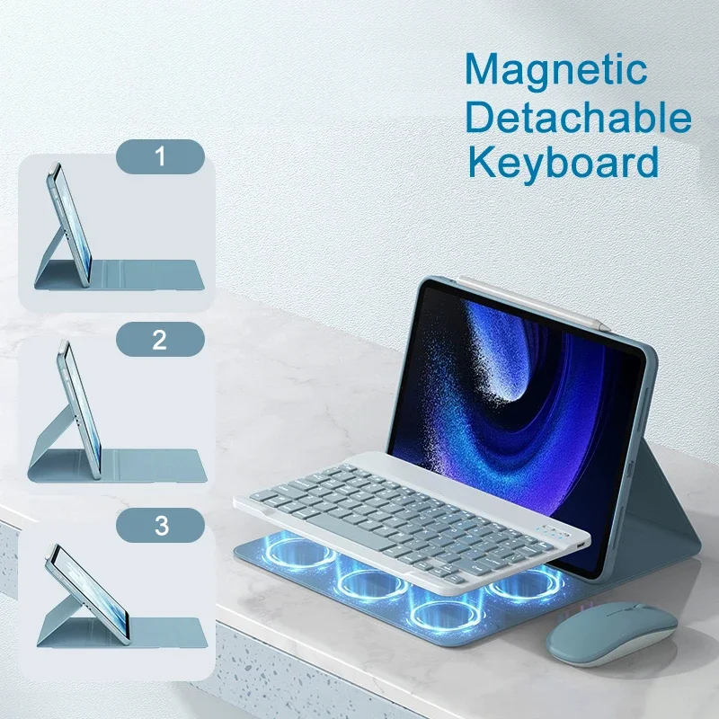 

Leather Flip Cover Soft Cases For Xiaomi Mi Pad 7 6 5 6s Pro Keyboard Case Redmi Pad SE 11 Pro 12.1 11.2 12.4 inch with Mouse